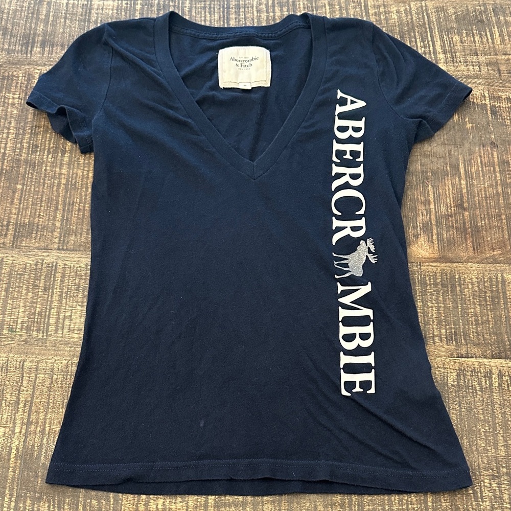 Abercrombie & Fitch Dark Blue V-Neck Tee